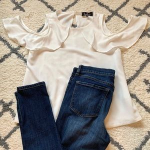 〰️Lulus- white cold shoulder top〰️